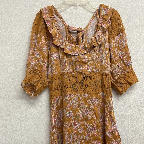 Free People Lucie Mini Dress in Antique Gold - Picture 4 of 16
